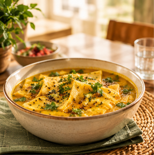 Gujarati Dal Dhokli, a home-cooked dish shown in the Pados app